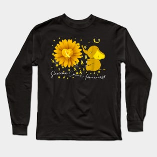 Yellow Ribbon Daisy Flower Elephant Sarcoma Cancer Awareness Long Sleeve T-Shirt